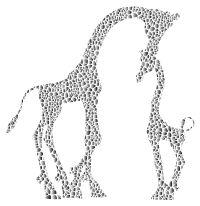 Polymonochromatic Tiled Mother And Child Giraffe Silhouette Variation 2