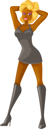 Young lady 2 (blonde, dark skin, plain dress #1)