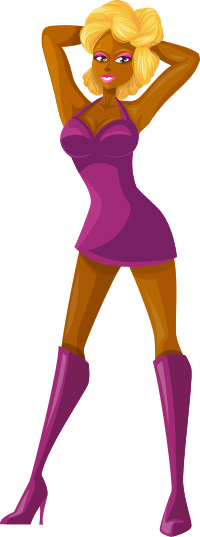 Young lady 2 (blonde, dark skin, plain dress #2)