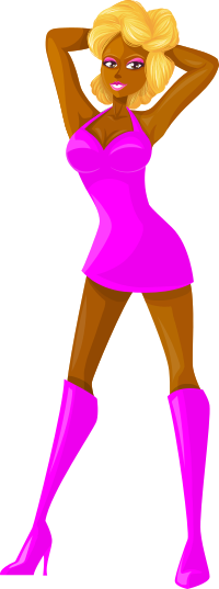 Young lady 2 (blonde, dark skin, plain dress #6)