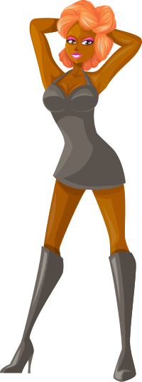 Young lady 2 (redhead, dark skin, plain dress #1)