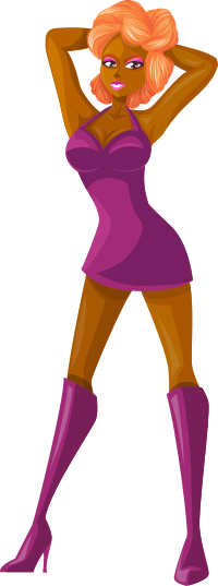 Young lady 2 (redhead, dark skin, plain dress #2)