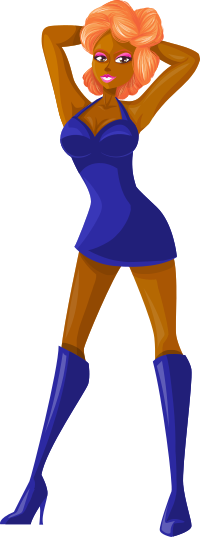 Young lady 2 (redhead, dark skin, plain dress #3)