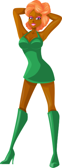 Young lady 2 (redhead, dark skin, plain dress #4)