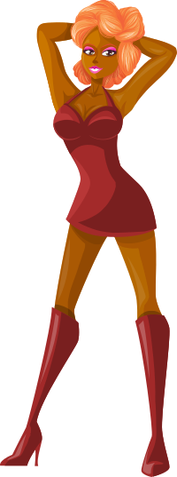 Young lady 2 (redhead, dark skin, plain dress #5)