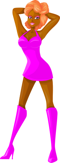 Young lady 2 (redhead, dark skin, plain dress #6)
