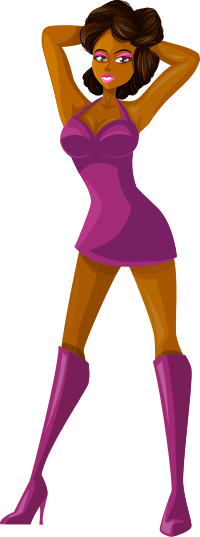 Young lady 2 (brown hair, dark skin, plain dress #2)