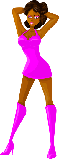 Young lady 2 (brown hair, dark skin, plain dress #6)