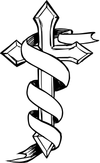 Cross and ribbon