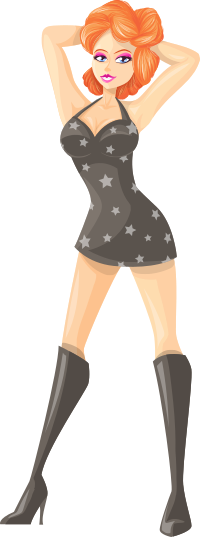 Young lady 2 (redhead, light skin, starry dress #1)