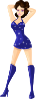 Young lady 2 (brown hair, light skin, starry dress #3)