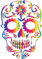 Rainbow Sugar Skull Silhouette No Background