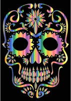 Psychedelic Sugar Skull Silhouette