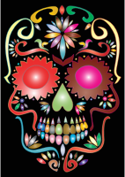 Prismatic Sugar Skull Silhouette
