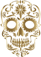 Polished Copper Sugar Skull Silhouette No Background