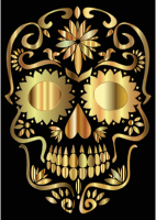 Golden Sugar Skull Silhouette