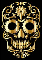 Gold Sugar Skull Silhouette