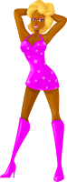 Young lady 2 (blonde, dark skin, starry dress #6)