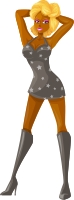 Young lady 2 (blonde, dark skin, starry dress #1)