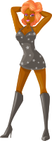 Young lady 2 (redhead, dark skin, starry dress #1)