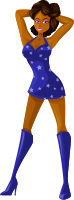 Young lady 2 (brown hair, dark skin, starry dress #3)