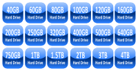 Hard drive capacity icons