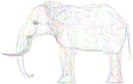 Prismatic Low Poly 3D Elephant Wireframe No Background