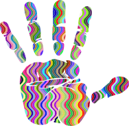 Prismatic Waves Handprint Silhouette