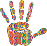 Prismatic Waves Handprint Silhouette 2