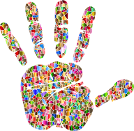 Chromatic Tiled Handprint Silhouette