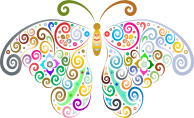 Prismatic Floral Flourish Butterfly Silhouette No Background