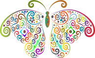 Prismatic Floral Flourish Butterfly Silhouette 2 No Background