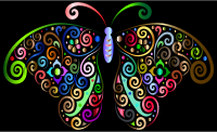 Prismatic Floral Flourish Butterfly Silhouette 3