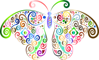 Prismatic Floral Flourish Butterfly Silhouette 3 No Background