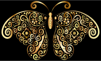 Prismatic Floral Flourish Butterfly Silhouette 4