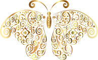 Prismatic Floral Flourish Butterfly Silhouette 4 No Background