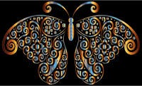 Prismatic Floral Flourish Butterfly Silhouette 5