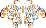 Prismatic Floral Flourish Butterfly Silhouette 5 No Background