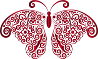 Prismatic Floral Flourish Butterfly Silhouette 6 No Background