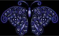 Prismatic Floral Flourish Butterfly Silhouette 7