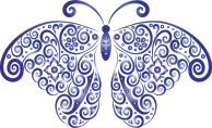 Prismatic Floral Flourish Butterfly Silhouette 7 No Background