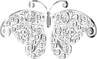 Chrome Floral Flourish Butterfly Silhouette No Background