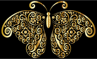 Gold Floral Flourish Butterfly Silhouette