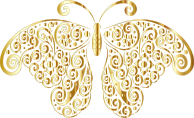 Gold Floral Flourish Butterfly Silhouette No Background