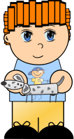 Cartoon boy with dog