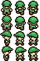 Pixel Green Cap Character 16x18