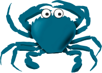 Blue cartoon crab