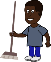 African Man with Broom