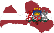 Latvia Map Flag With Stroke And Coat Of Arms