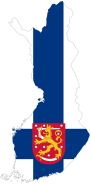 Finland Map Flag With Stroke And Coat Of Arms